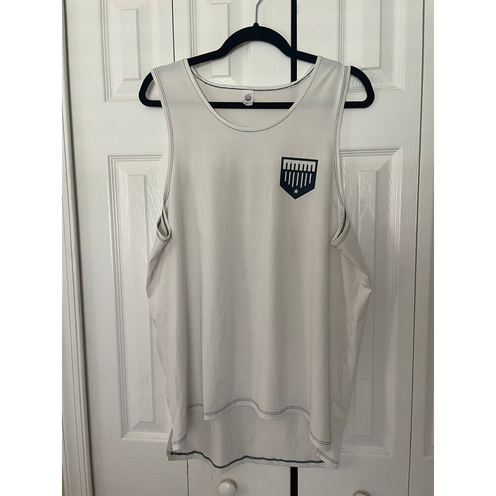 Plate Crate Baseball Tank White Navy Men's XL